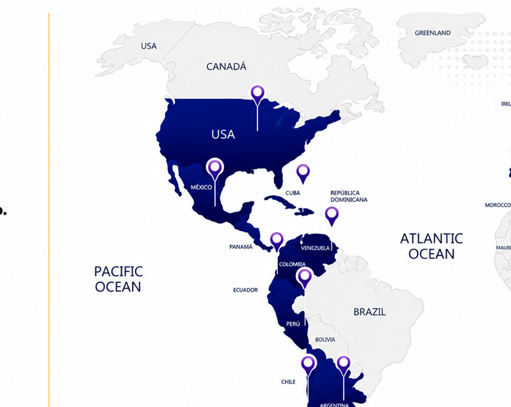 Mapa de proyección internacional de Somos iin